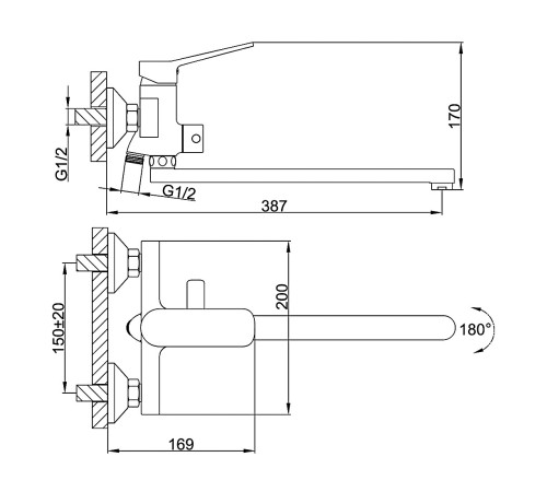 Смеситель для ванны FRAP F2261, хром