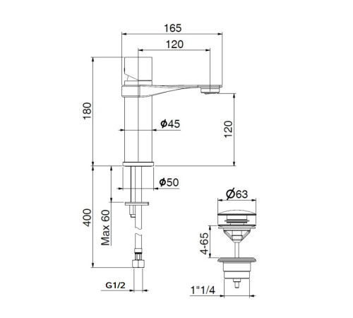 Смеситель для раковины Webert ONE-B NB830102741, белый/сталь