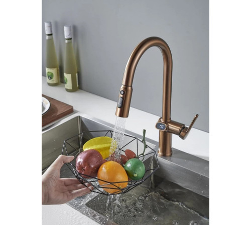 Смеситель для кухни с индикатором температуры Knotlor KN-100/RB, бронза