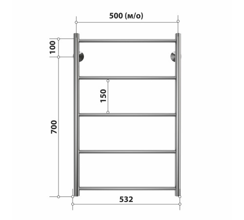 Полотенцесушитель водяной Stelmix 80x50 см, прямой