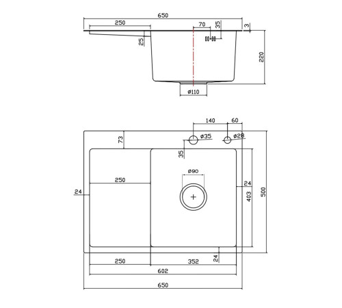 Мойка для кухни Fmark FSC6550Q-R, графит
