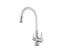 Смеситель для кухни с подключением фильтра для воды D-Lin D159317-3, хром/белый