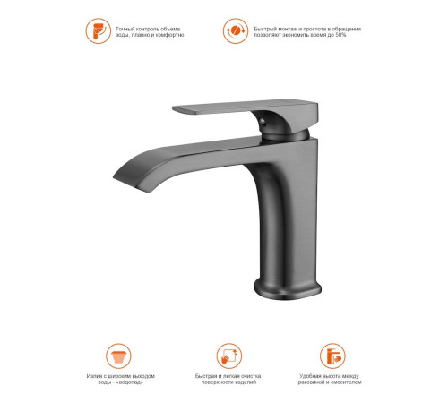 Смеситель для раковины Prohanss P61.10.09, графит