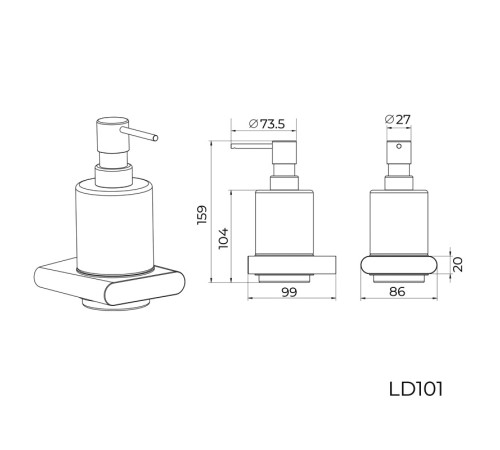Дозатор жидкого мыла Knotlor LD101C, хром