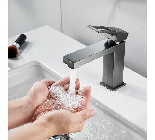 Смеситель для раковины Raffine F0196T, оружейная сталь
