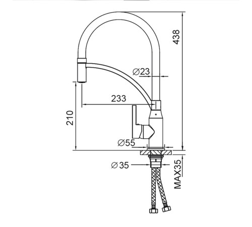 Смеситель для кухни с гибким изливом FRAP F4552-6, черный