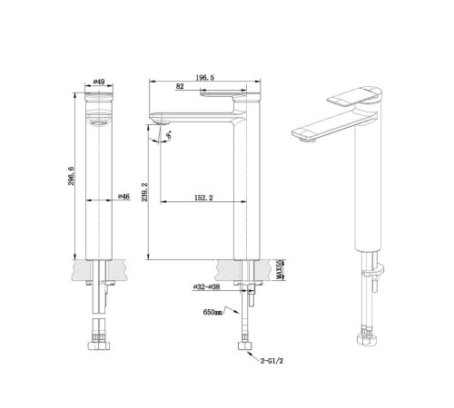 Смеситель для раковины Bravat Eddie F1369402BW-A9-ENG, черный