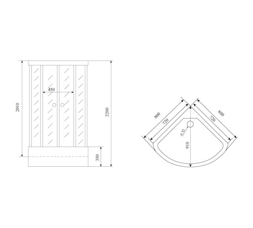 Душевая кабина Timo Comfort Clean Glass T-8800C, 100x100x220