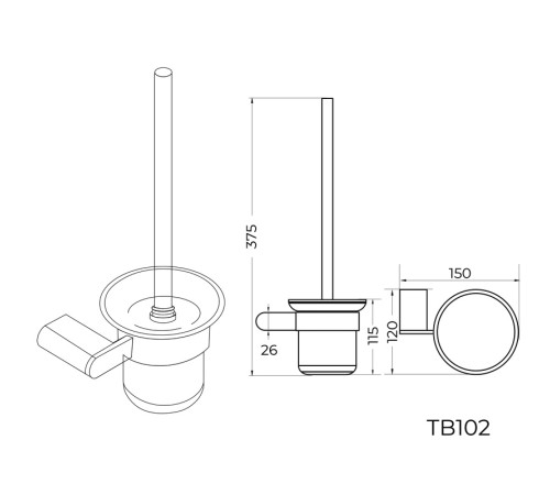 Ершик для унитаза Knotlor TB102RB, бронза