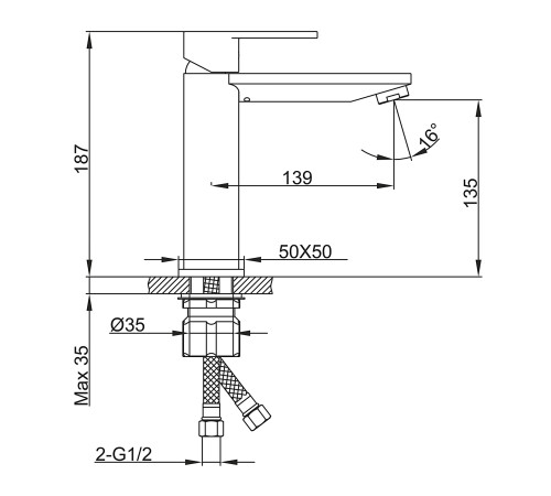 Смеситель для раковины Frap F10202-9, оружейная сталь
