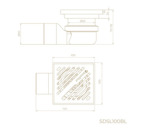 Душевой трап точечный Knotlor SDSL100BL, матовый черный