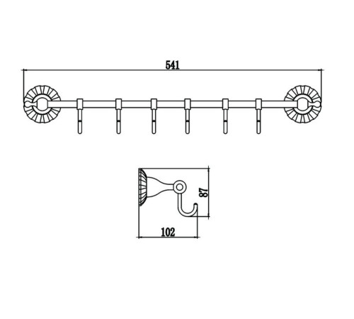 Планка с крючками Savol S-08976C, бронза