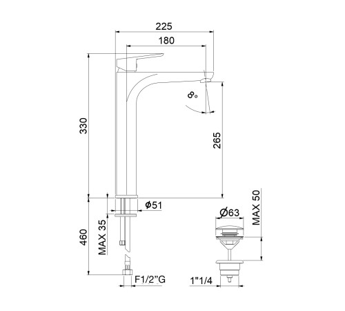 Смеситель для раковины Fiore KEVON CHIC 81RX8119, хром/красный