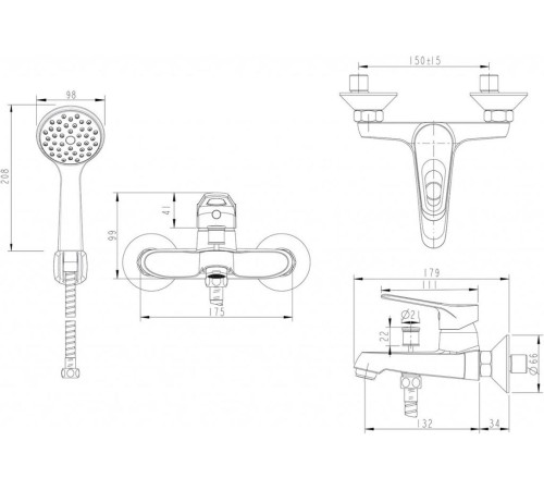 Смеситель для ванны Bravat Eco-D F693158C-B, хром