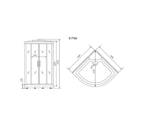 Душевая кабина Timo Lux T-7701, 100x100x225