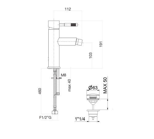 Смеситель для биде Fiore XENON 44CR5371, хром