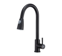 Смеситель для кухни с выдвижным изливом и режимом душ FRAP F60991-6, черный
