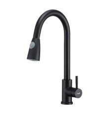 Смеситель для кухни с выдвижным изливом и режимом душ FRAP F60991-6, черный