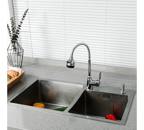 Смеситель для кухни с гибким изливом и режимом душ FRUD R42055-1, хром