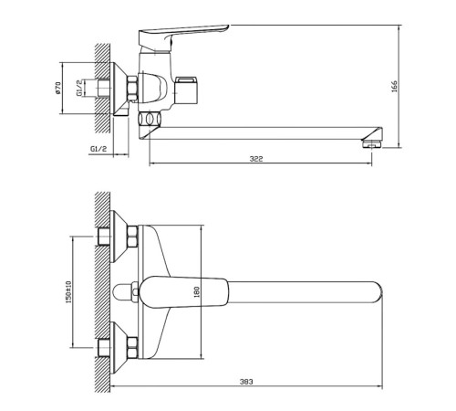 Смеситель для ванны ESKO LG31B/LG31AB, черный