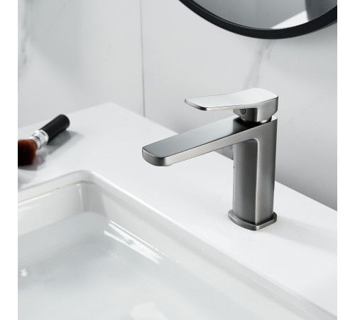 Смеситель для раковины Raffine F0199T, оружейная сталь