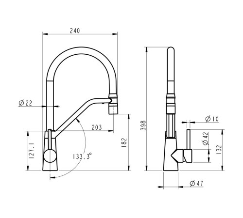 Смеситель для кухни с гибким изливом Fmark FS0352L, сатин