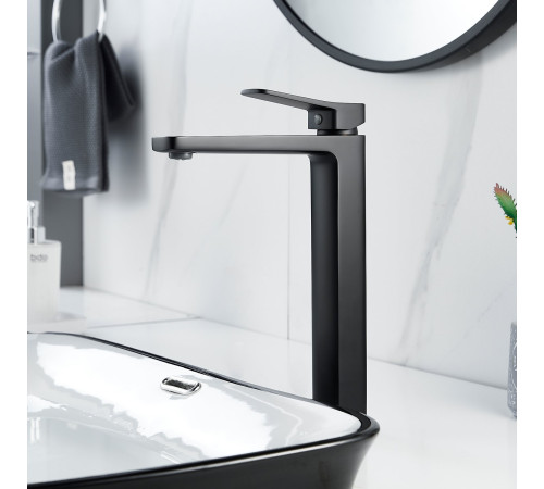 Смеситель для раковины высокий  Raffine F1199H, черный