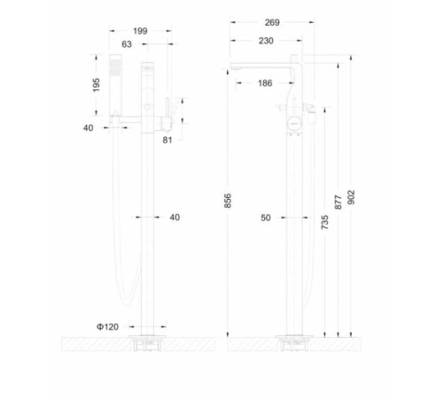 Смеситель для ванны напольный Bravat Arc F66061C-B3-ENG, хром