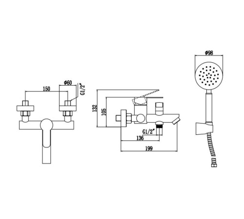 Смеситель для ванны Fmark FS8204H, черный