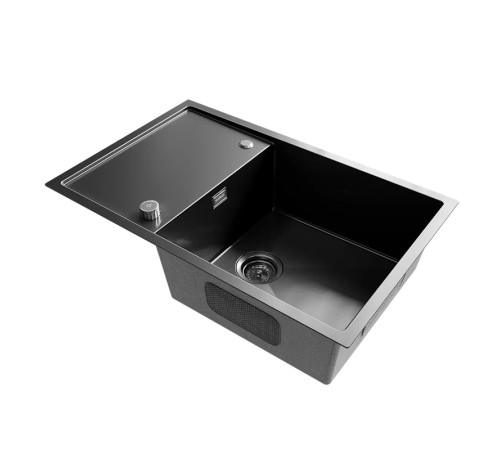 Кухонная мойка Ulgran Steel 780x500, черная брашированная сталь