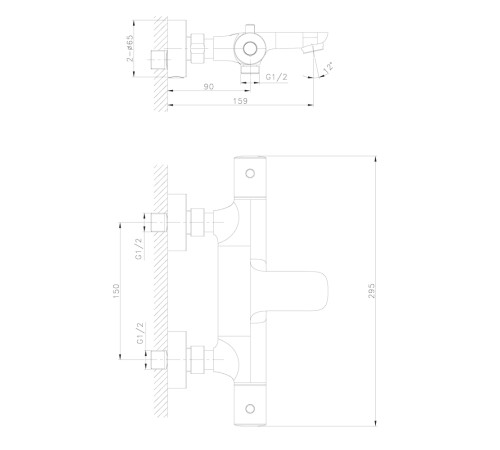 Смеситель для ванны термостатический Raiber RPB-008, черный