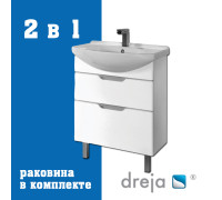 Тумба с раковиной подвесная/напольная Dreja Laguna Plus 65 см, белый
