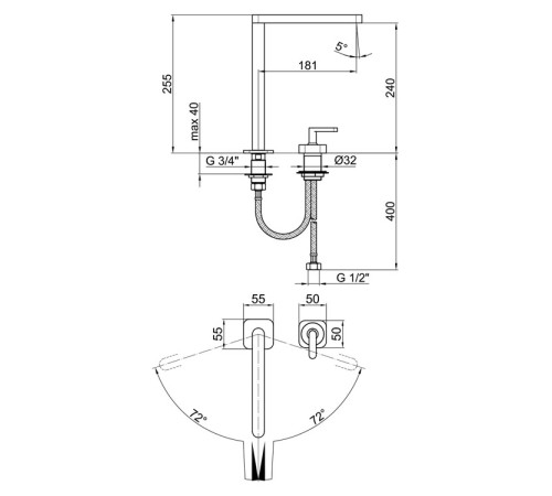 Смеситель для раковины Webert Living LV830702560, черный