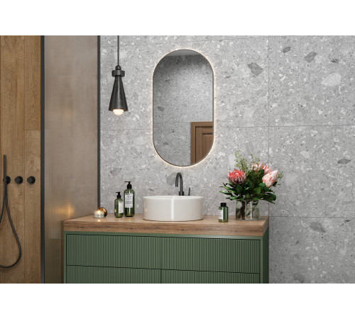 Керамогранит Alma Ceramica GFU60120HOL70R Holly 60x120 серый глазурованный матовый под камень / терраццо