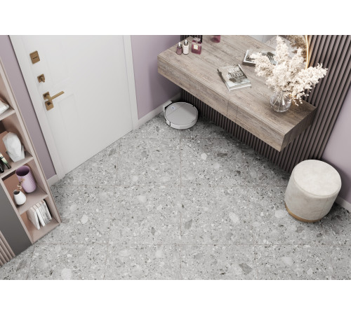 Керамогранит Alma Ceramica GFU60120HOL70R Holly 60x120 серый глазурованный матовый под камень / терраццо