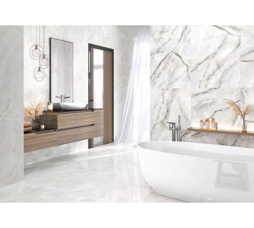 Керамогранит LCM 6060ORO15P Onyx Royal Gray 60x60 серый полированный под камень