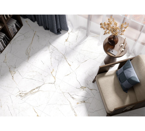Керамогранит Alma Ceramica GFU6060RKL04R Rock Line 60x60 белый глазурованный матовый / противоскользящий под мрамор