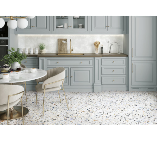 Керамогранит Alma Ceramica GFU6060TRZ07L Terrazzo 60x60 белый / бежевый лаппатированный под камень / терраццо