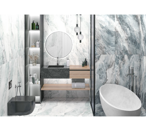 Керамогранит Delacora D12056M Waterfall Blue 60x120 серо-голубой матовый под камень / мрамор
