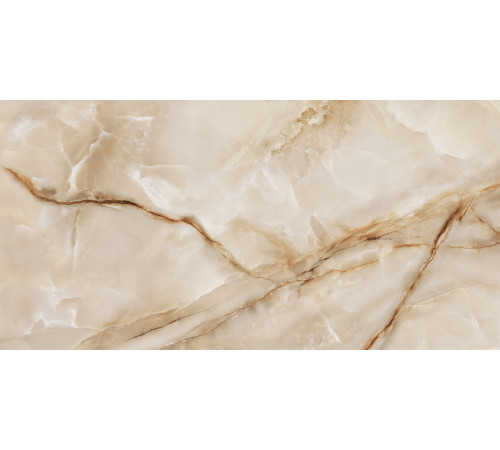 Керамогранит LCM 60120ORO11P Onyx Royal Latte 60x120 бежевый полированный под камень