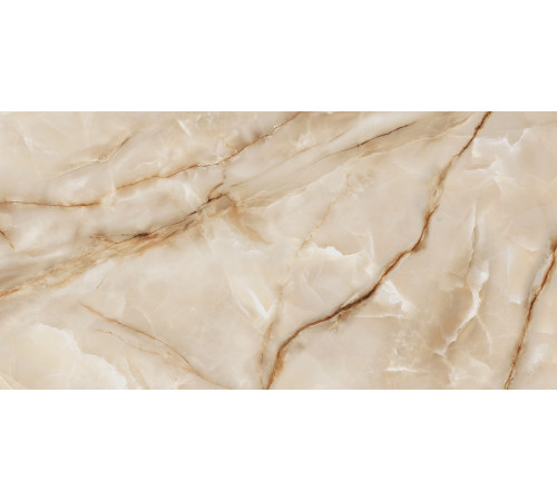 Керамогранит LCM 60120ORO11P Onyx Royal Latte 60x120 бежевый полированный под камень