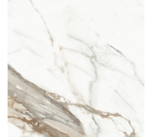 Керамогранит New Trend D60209M Calacatta Premium 60x60 белый / коричневый матовый / карвинг под мрамор