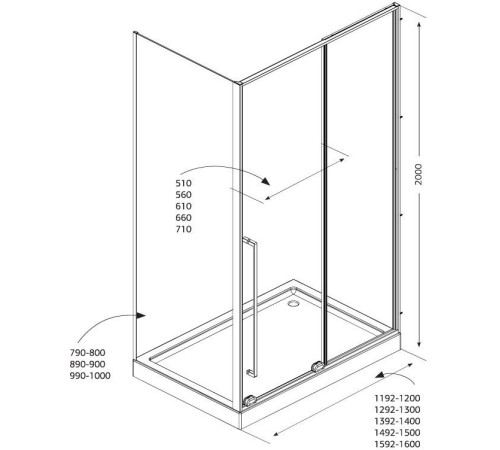 Душевой уголок Allen Brau Fantasy 130x90 3.11007.00 + 3.11013.00 хром