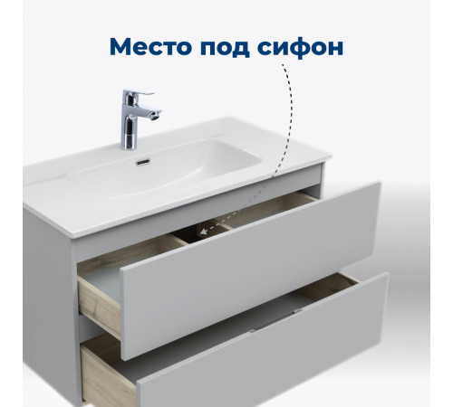 Тумба под раковину Aquanet Алвита New 100 2 ящика, серый