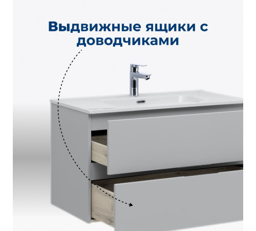 Тумба под раковину Aquanet Алвита New 100 2 ящика, серый