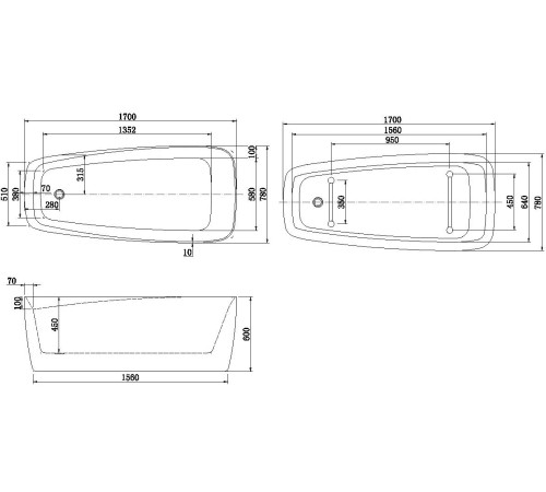 Акриловая ванна Aquanet Family Trend 170x78 90778-GW